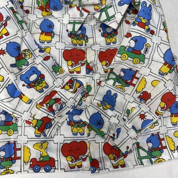 Vintage Petit Jouet Overalls Red Corduroy Animals Boy Girl Set 2 Piece 6-9 Mo - Picture 9 of 14